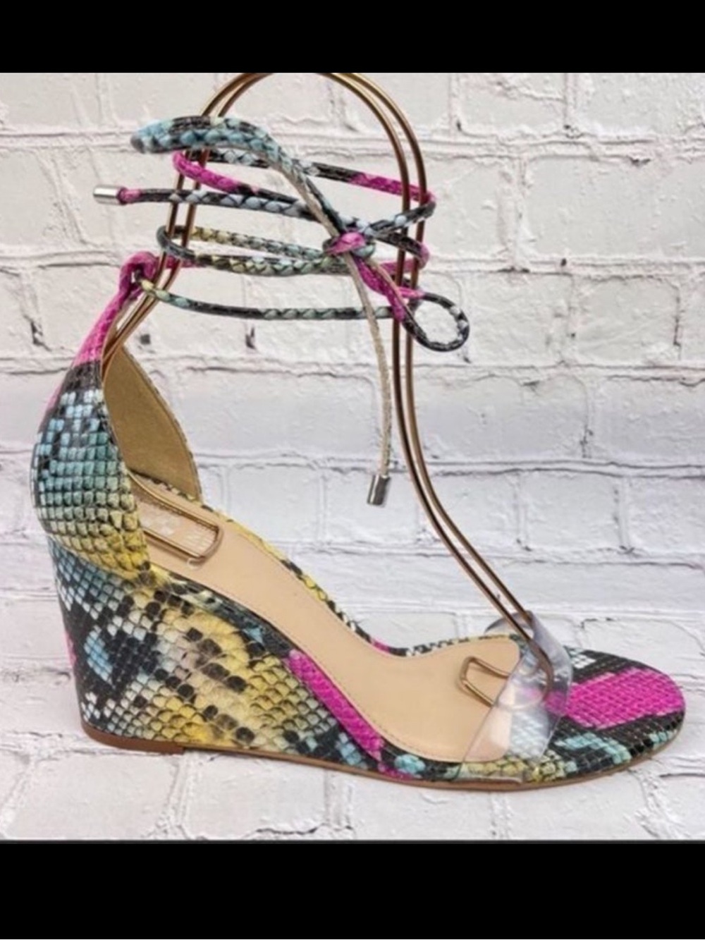 Vince Camuto Stassia Leather Strappy Wedge Sandal, size 10